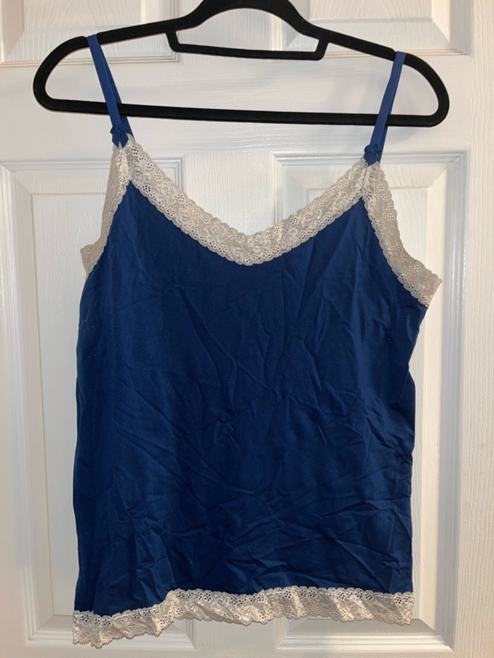 Navy Blue Camisole with White Lace